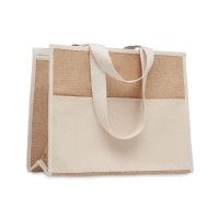 Jute and canvas cooler bag