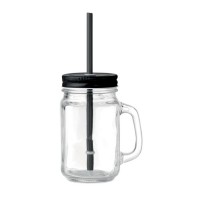 Glass Mason jar with straw