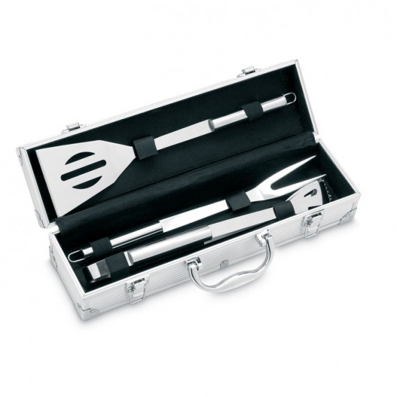 3 BBQ tools in aluminium case