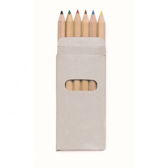 6 χρωματιστά μολύβια σε κουτί.