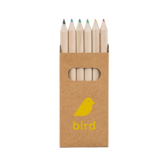 BIRD. Pencil box with 6 coloured pencils