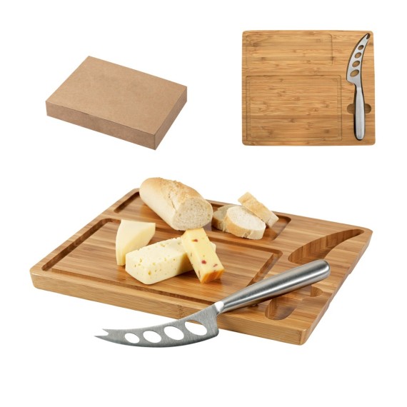 MALVIA. Bamboo cheese board with knife