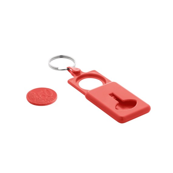 BUS. Coin-shaped keyring for supermarket trolley