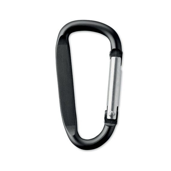 Carabiner clip in aluminium.