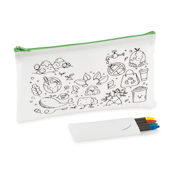 Pencil case with 4 crayons