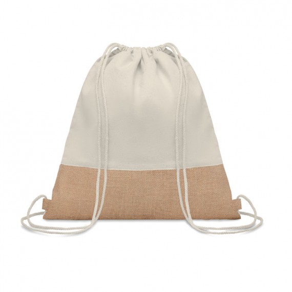 Drawstring bag w/ jute details