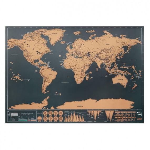 Scratch world map 42x30cm