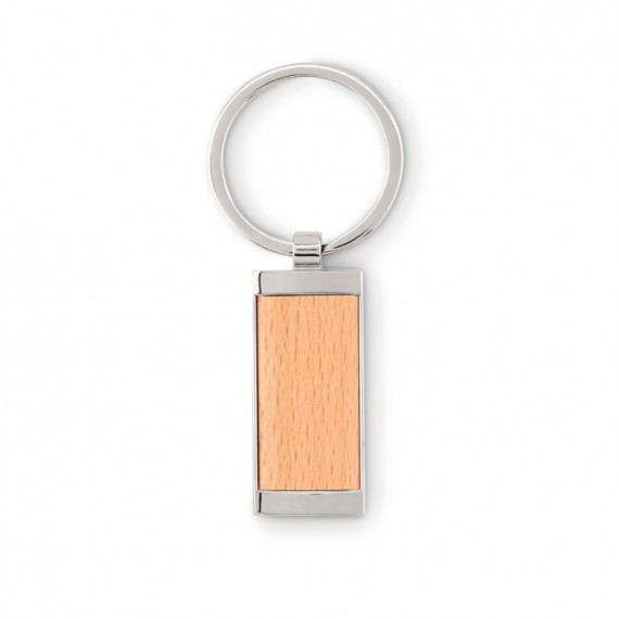 Zinc alloy and wood key ring