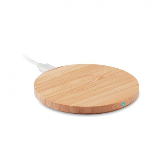 Round wireless charger bamboo