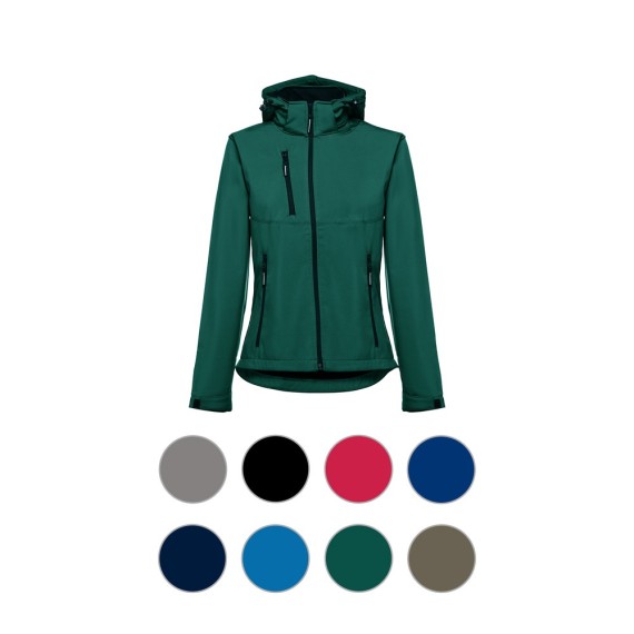 THC ZAGREB WOMEN. Women's softshell with removable hood