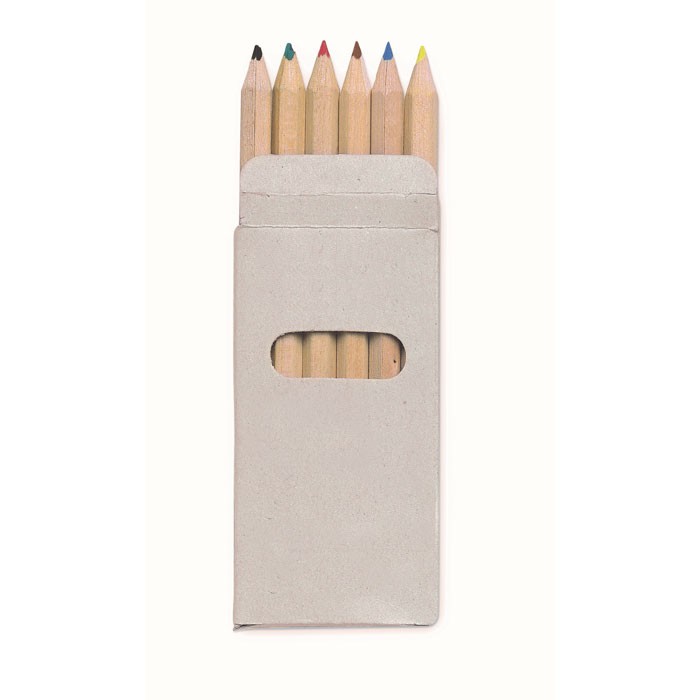 6 χρωματιστά μολύβια σε κουτί.