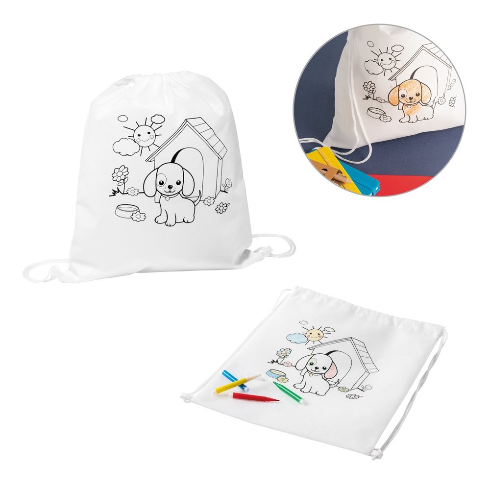 DRAWS. Kid's colouring drawstring bag