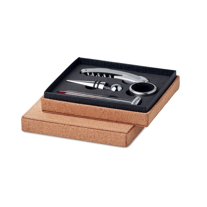 Wine set 4 pcs cork box