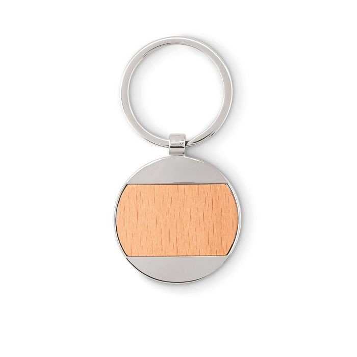 Zinc alloy and wood key ring