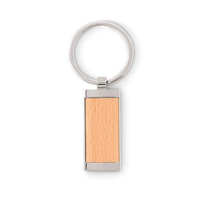 Zinc alloy and wood key ring