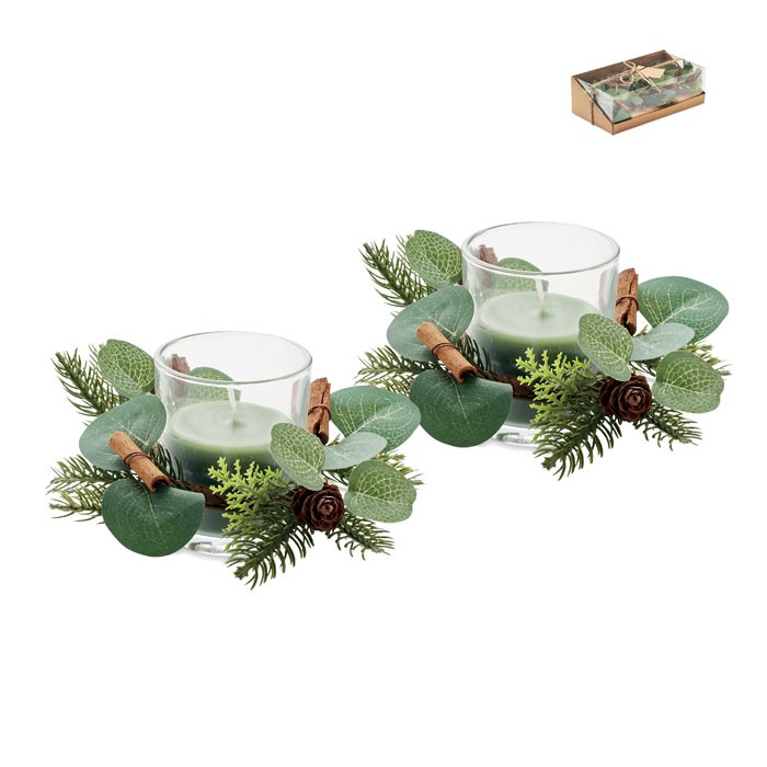 2 Christmas candle holder set