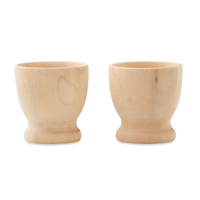 Set of 2 wooden egg cups