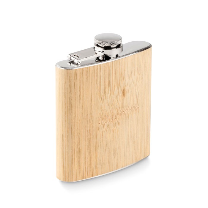 Bamboo slim hip flask 175ml