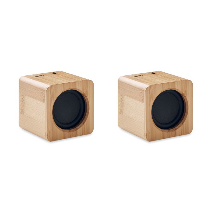 Set of Bamboo wireless speaker