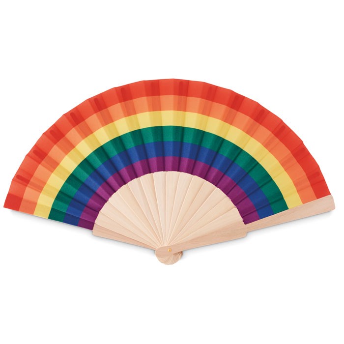 Rainbow wooden hand fan